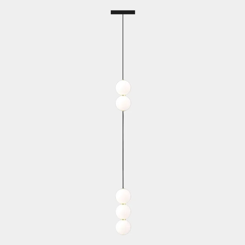 Verticale Hanglamp Meerdere Glazen Bollen voor Hoog Plafond Trapgat Aluminium LED Verlichting Modern Design | Sansoti