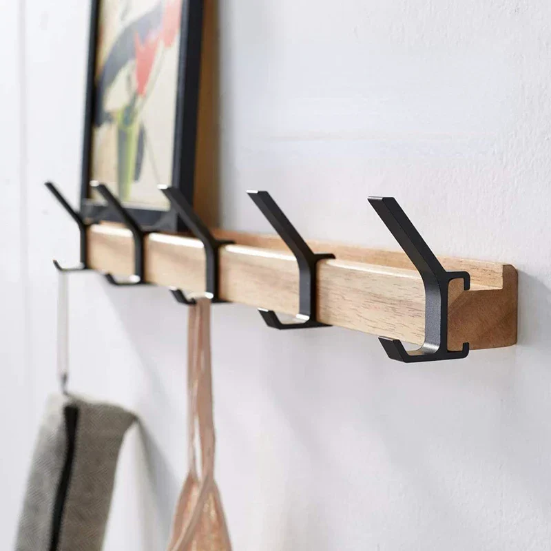 Wandkapstok Nordic Design met Verplaatsbare Haken - Zwart