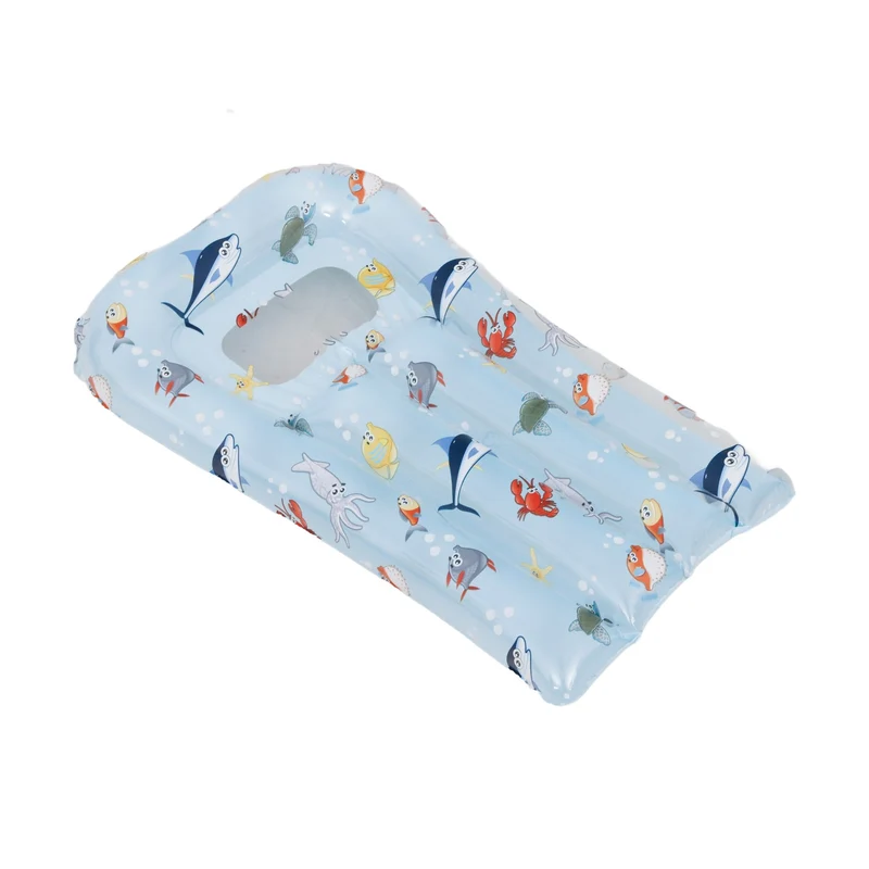 SunClub Opblaasbaar Kinderluchtbed Met Kijkvenster – Zeeleven Print – 68 x 41 cm – Voor Kinderen 3-6 Jaar
