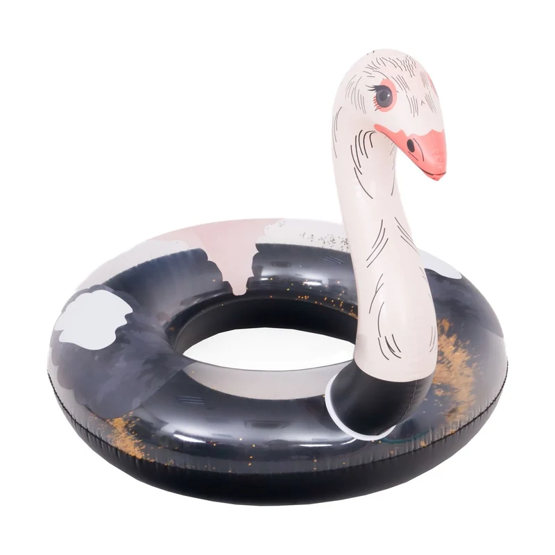 Sunclub Struisvogel Zwemband XL – Opblaasbare Zwemband Volwassenen & Tieners – Pool Float 93 cm – Zwart/Roze
