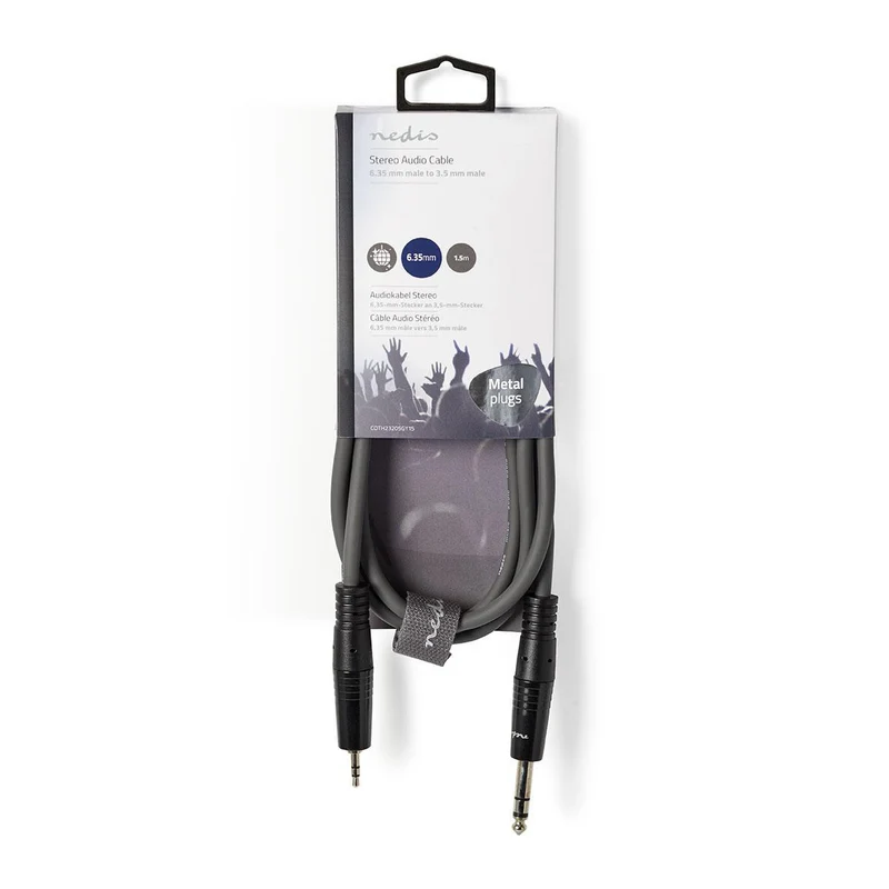 Stereo-Audiokabel 6,35 mm Male - 3,5 mm Male - Vernikkeld