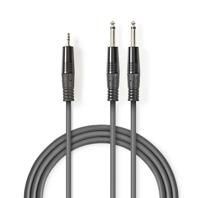 Stereo-Audiokabel 2x 6,35 mm Male - 3,5 mm Male - Vernikkeld