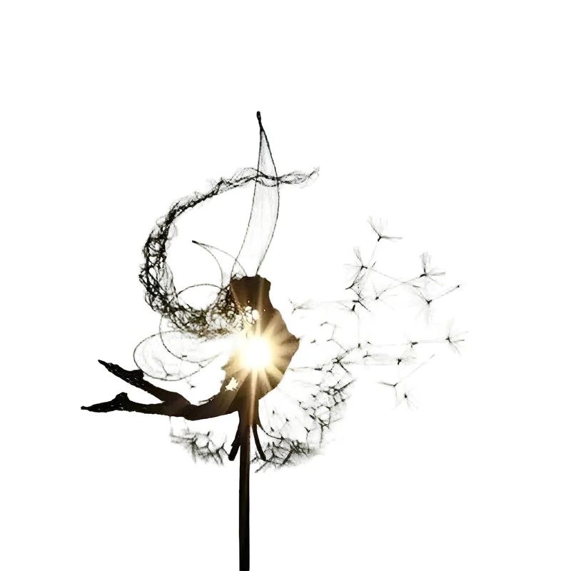 Tuinornament Silhouet Fee met Paardenbloem Metaal Weerbestendig Decoratie voor Bloembedden Borders en Gazon | Sansoti