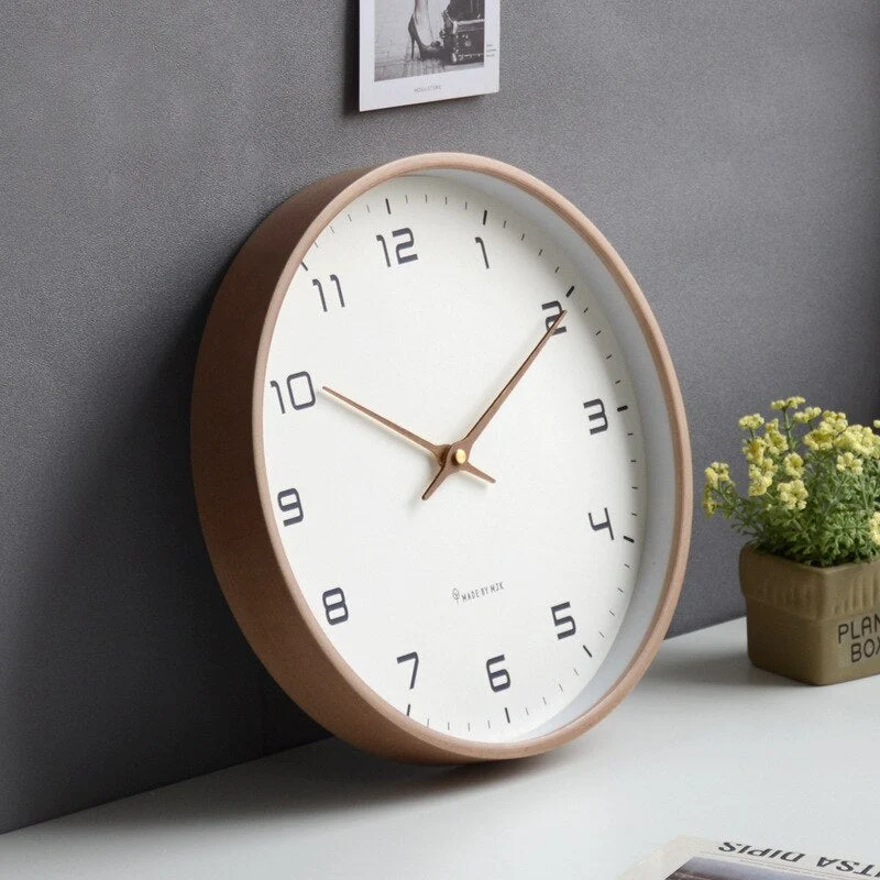 Scandinavische Houten Wandklok – Fluisterstil Uurwerk · Minimalistische Klok · Natuurlijke Accenten voor Woonkamer, Slaapkamer, Werkkamer · Stijlvolle Tijdregistratie · Strak Design | Sansoti