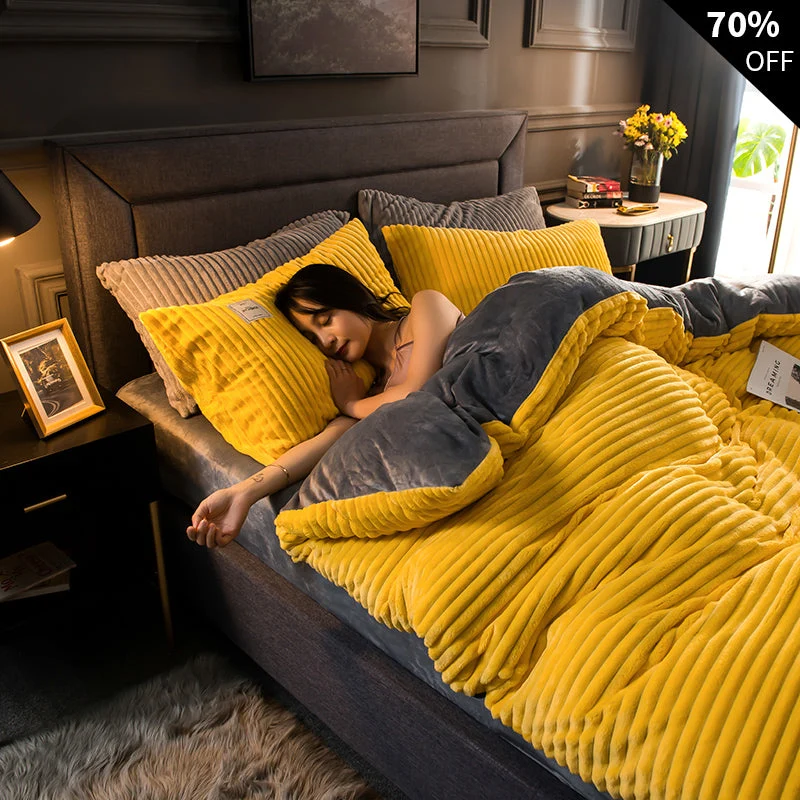 Fleece Dekbedset Dubbelzijdig Warm met Kussensloop Wasbaar Fluwelen Beddengoed Luxe Winter Dekbed Comfortabel | Sansoti