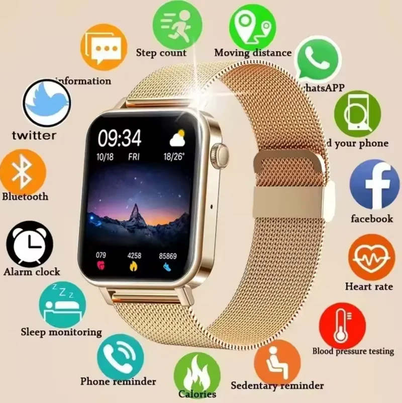 Dames Smartwatch Metalen Band Hartslagmeter Stappenteller Slaapanalyse Bloeddrukmeting Fitness Tracker | Sansoti