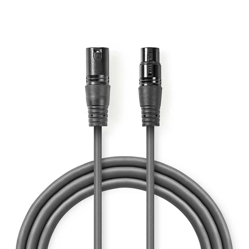 DMX-Adapterkabel XLR 3-Pins Male - XLR 3-Pins Female - Vernikkeld