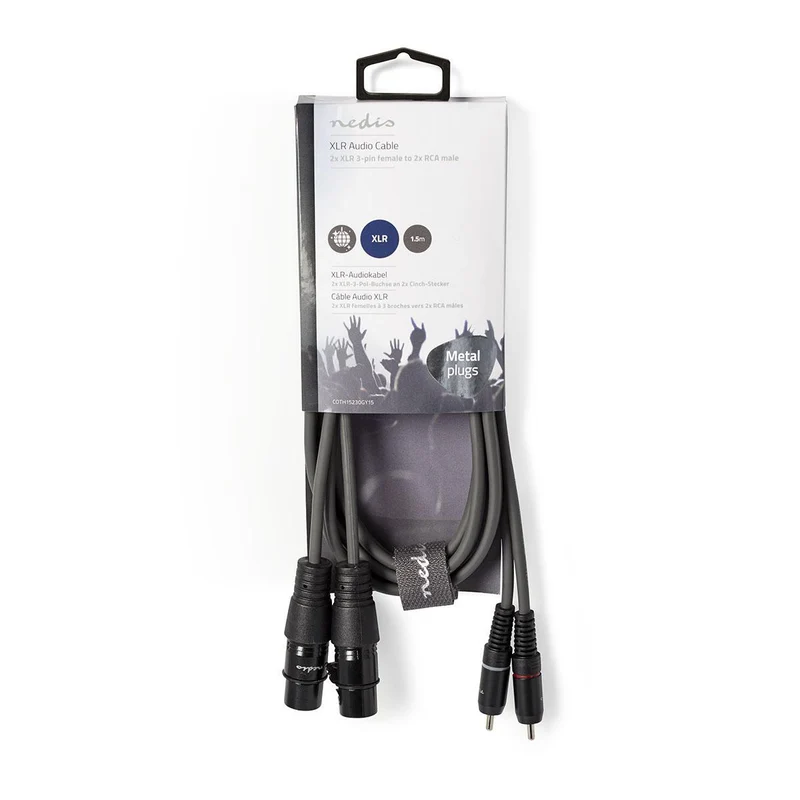 Gebalanceerde Audiokabel 2x XLR 3-Pins Female - 2x RCA Male - Vernikkeld