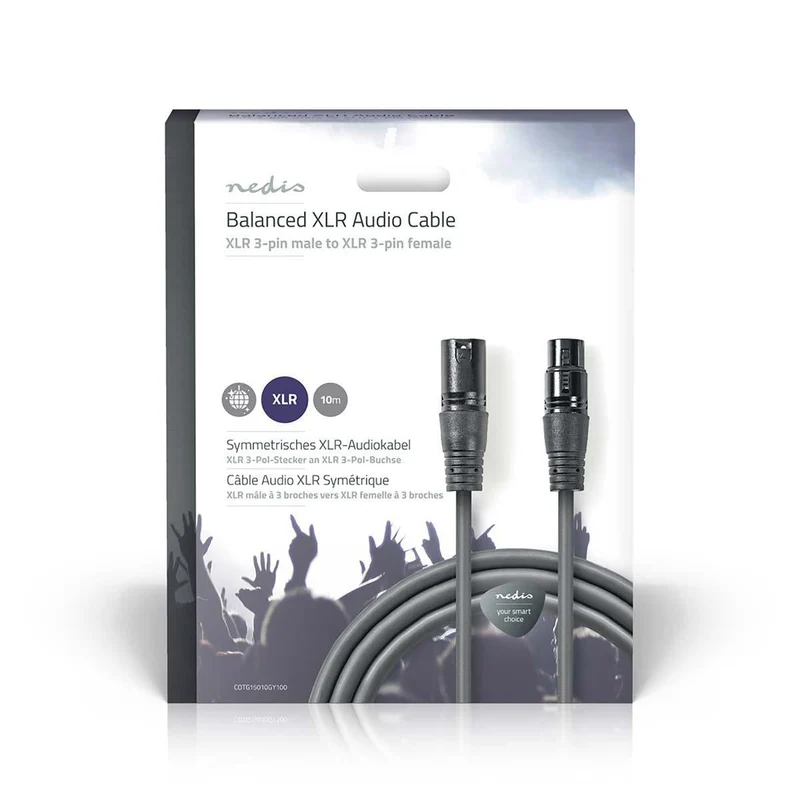 Gebalanceerde Audiokabel XLR 3-Pins Male - XLR 3-Pins Female - Vernikkeld