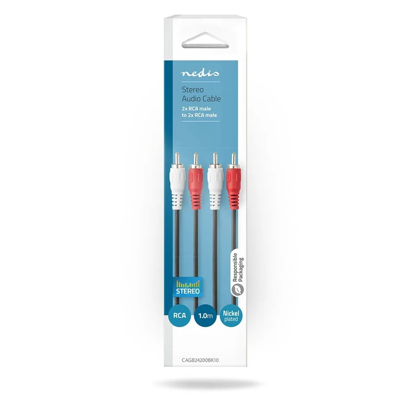 Stereo-Audiokabel 2x RCA Male - 2x RCA Male - Vernikkeld