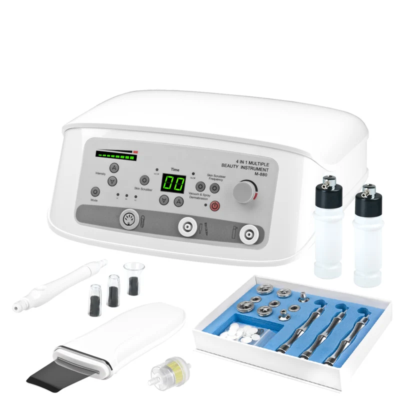 Elegante 880 4-in-1 – Professioneel Microdermabrasie Apparaat met Huidscrub, Vacuüm & Spray voor Schoonheidssalons