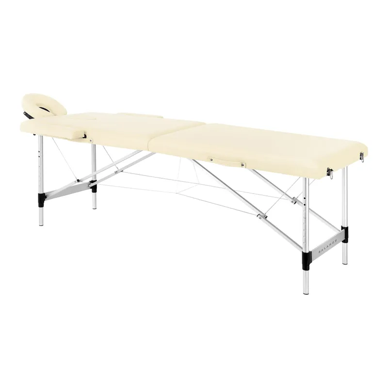 Balance Opklapbare Massagetafel Aluminium 2-Delig Crème – Lichtgewicht – Verstelbaar – Inclusief Draagtas