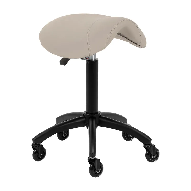 Gabbiano Kapperskruk Grijs/Beige D032 – Ergonomische Zadelkruk met Gasveer – Professionele Werkstoel met Wielen