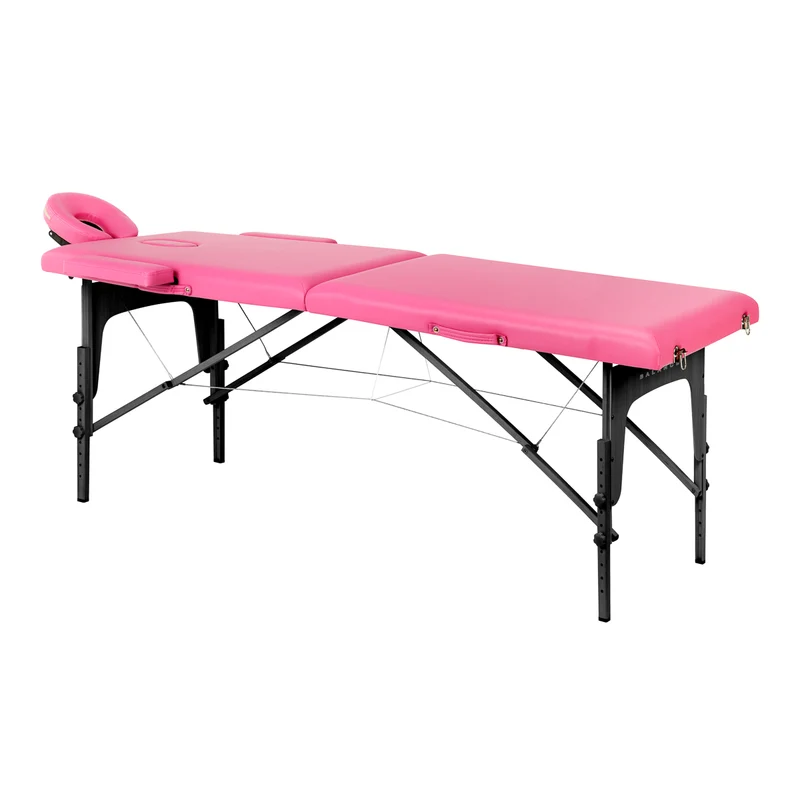 Balance 2-Delige Opklapbare Houten Massagetafel Roze/Zwart – Verstelbaar – Inklapbaar – Eco-Leer – Inclusief Draagtas