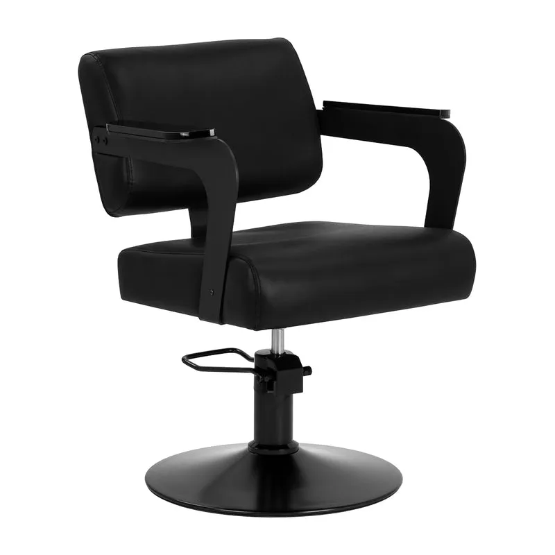 Hair System Jet Noir Kappersstoel Zwart – Hydraulisch Verstelbaar – Draaibaar – Eco-Leer – Vaste Basis