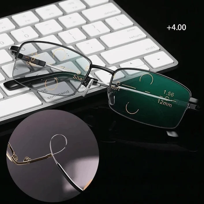 Progressieve Titanium Leesbril Multifocaal Dichtbij Veraf Blauwlichtfilter Ultralicht 17g Unisex Brillen | Sansoti