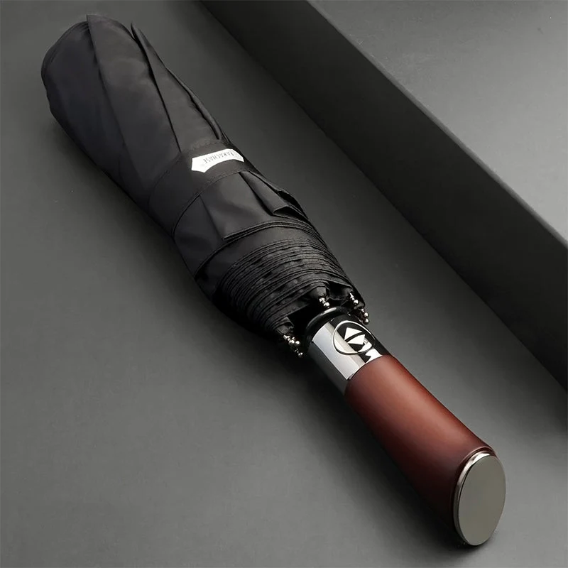 Automatische Paraplu met Houten Handgreep 121cm Stormbestendig Windproof Regenscherm voor Dames en Heren | Sansoti