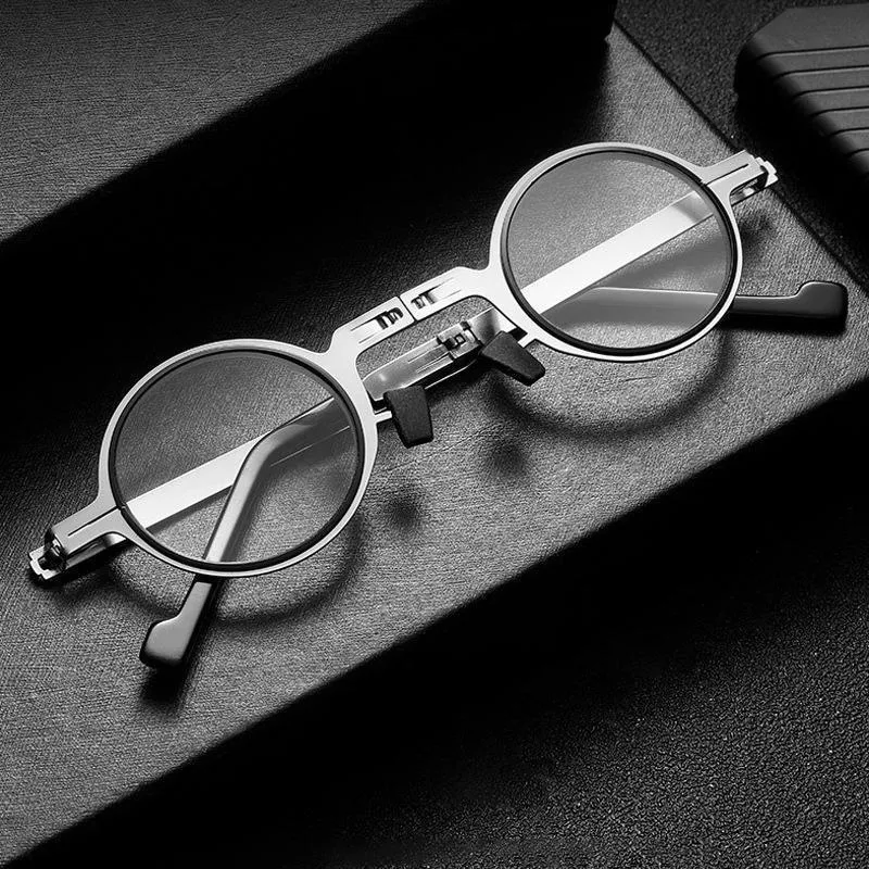Opvouwbare Leesbril met Blauwlichtfilter Titanium Rond Vierkant Frame Ultralight 19g voor Reizen en Onderweg | Sansoti
