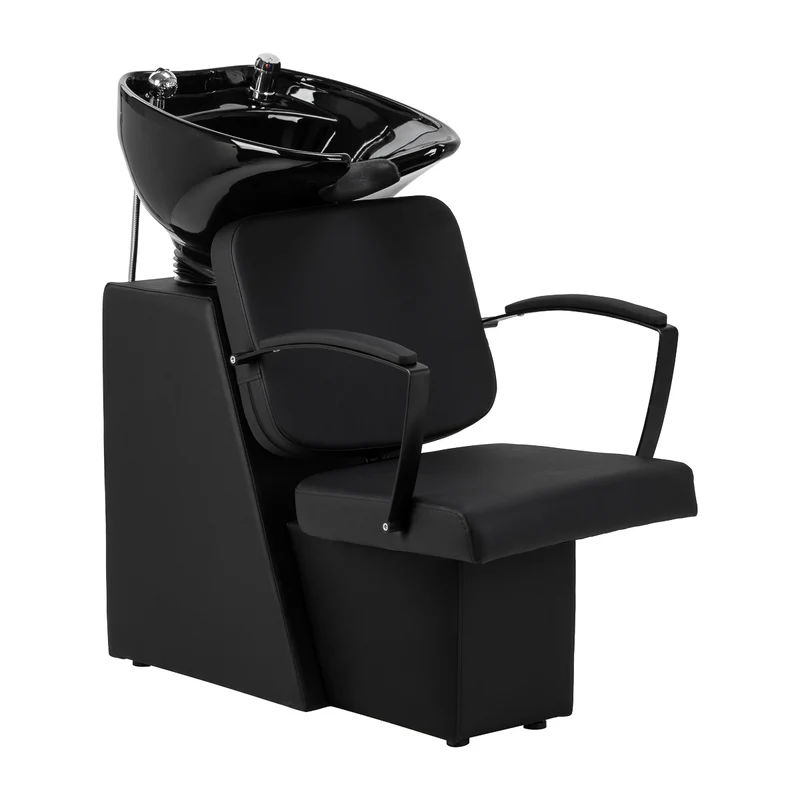 Hair System Edge Noir Kapperswasstation Zwart – Keramische Wasbak – Ergonomische Wasunit – Luxe Salon Wastafel