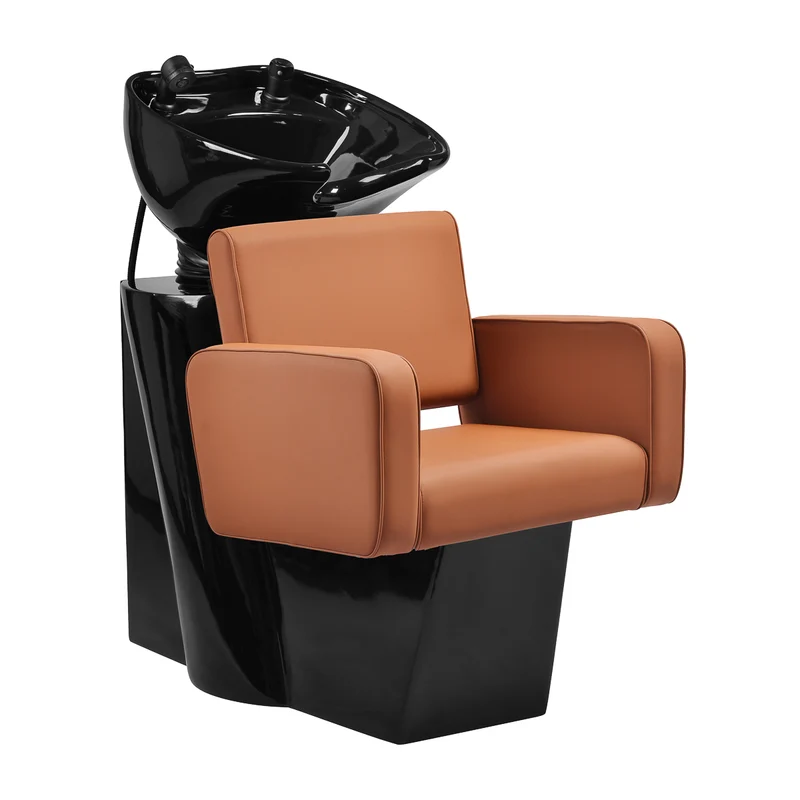 Gabbiano Bilbao Kapperswasstation Bruin – Professionele Kapperswastafel met Keramische Wasbak – Luxe Salon Wasunit voor Kapsalon en Barbershop