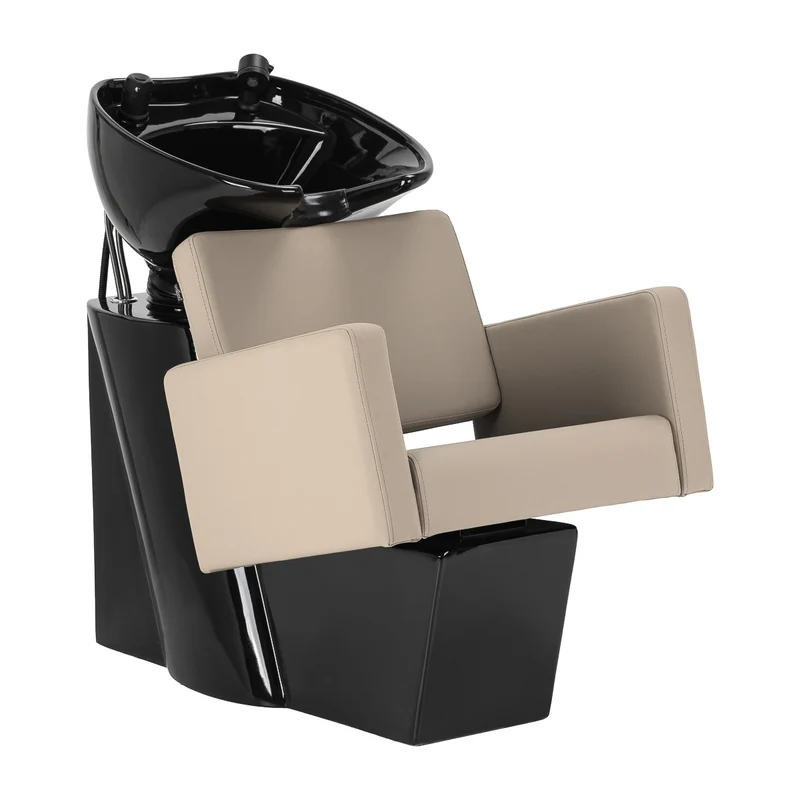 Gabbiano Vitoria Kapperswasstation Beige – Professionele Kapperswastafel met Keramische Wasbak – Luxe Salon Wasunit voor Kapsalon en Barbershop