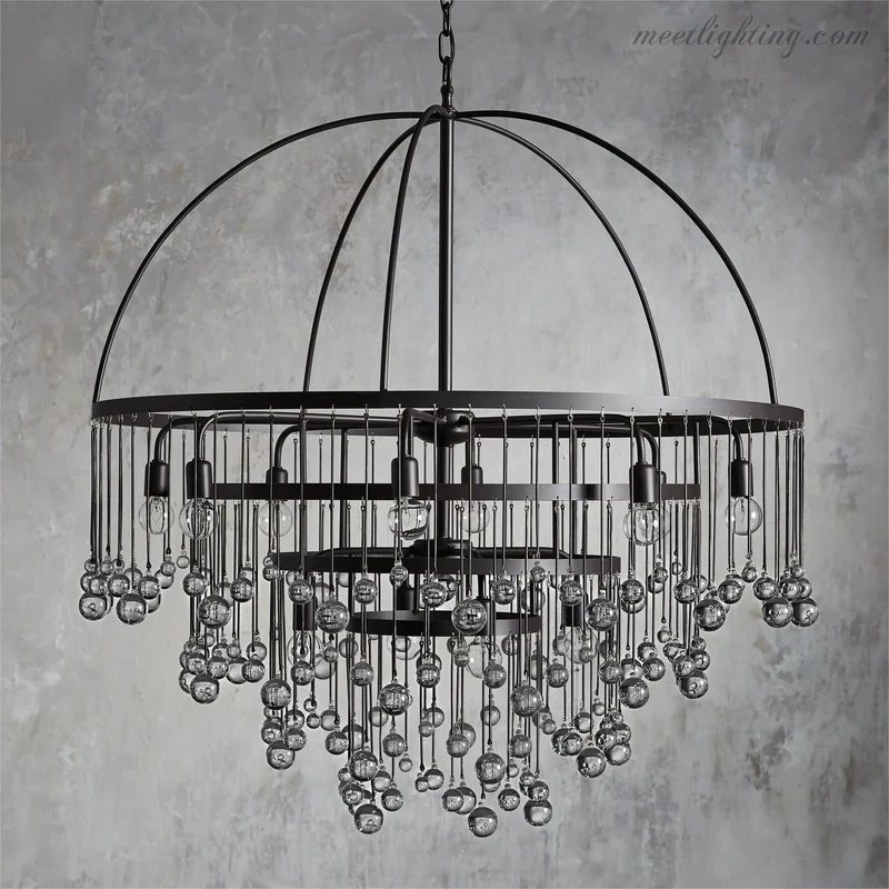 Viertrapskroonluchter met Kristallen 95cm Zwart Brons Messing Zilver Hanglamp Plafondverlichting Woonkamer | Sansoti