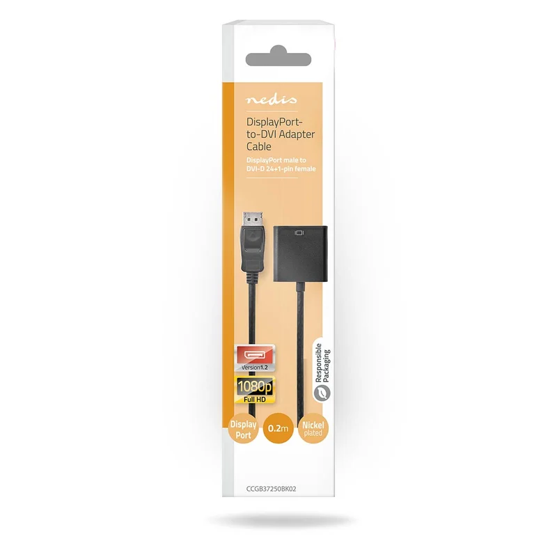 DisplayPort-Adapter DisplayPort Male - DVI-I 24+5-Pins Female - 1080p@60Hz