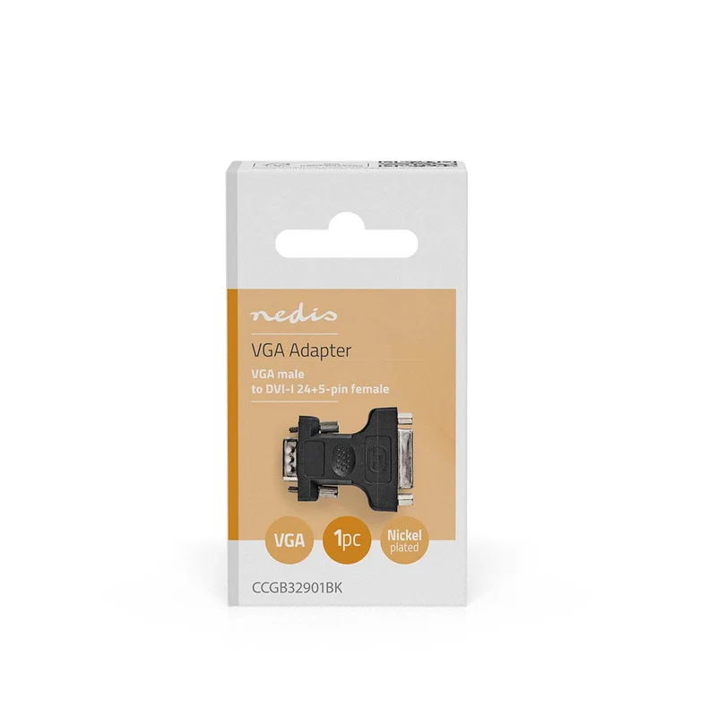 VGA-Adapter VGA Male - DVI-I 24+5-Pins Female - Vernikkeld