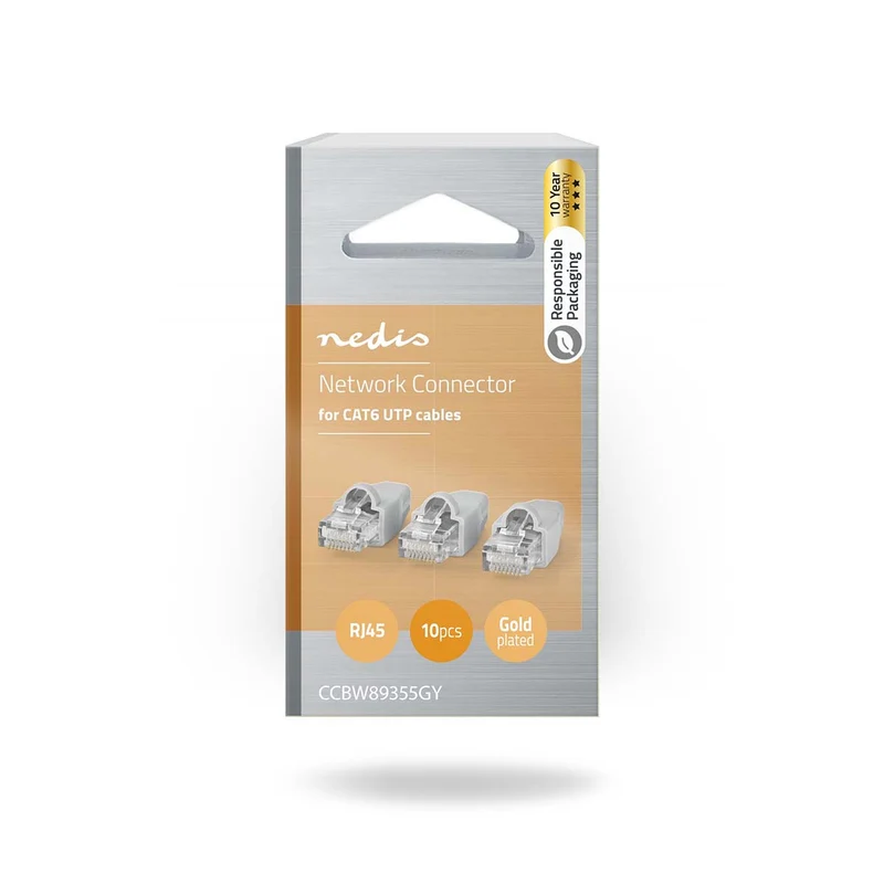 RJ45-Connector Male - Solid UTP CAT6 - Recht