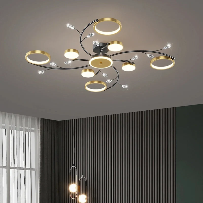 Dimbare Plafondlamp met Afstandsbediening voor Eetkamer Woonkamer Slaapkamer Moderne LED Hanglamp Metaal Design | Sansoti