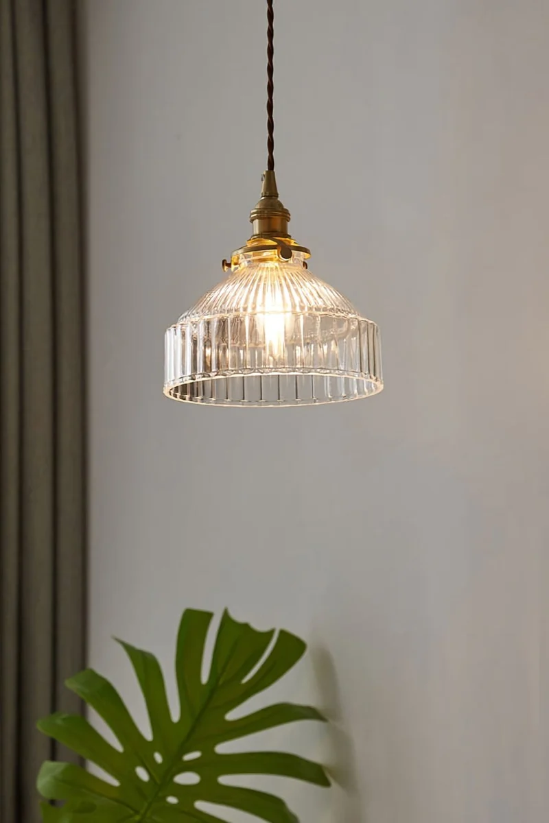 Hanglamp Glas Messing Warm Licht Hal Slaapkamer Woonkamer Retro Stijl Sfeervol Vintage Plafondlamp Design | Sansoti
