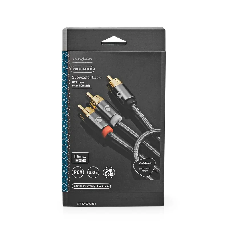 Subwoofer-Kabel RCA Male - 2x RCA Male - Verguld