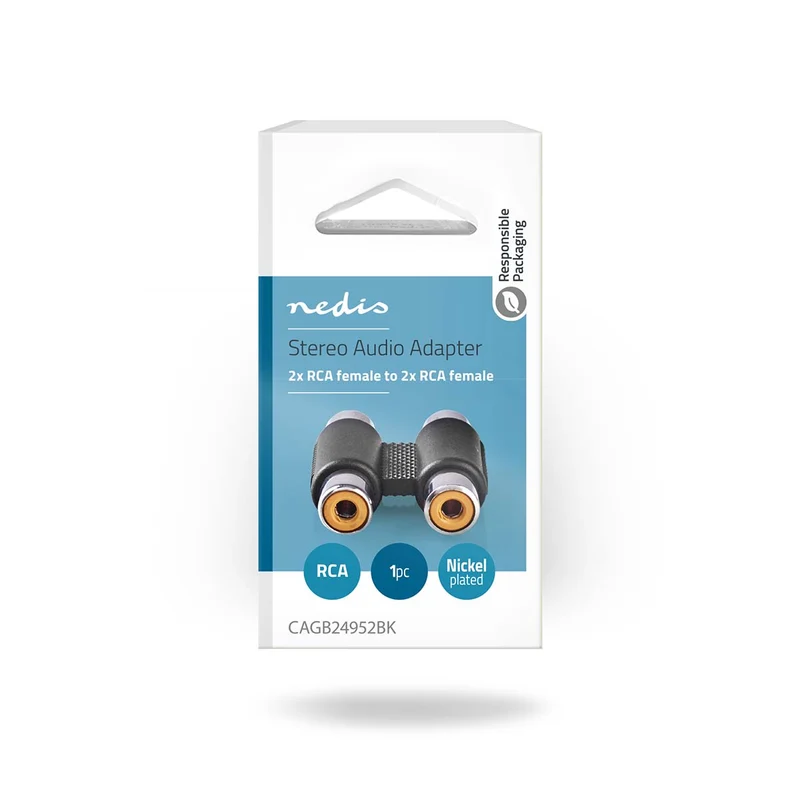 Stereo-Audioadapter 2x RCA Female - 2x RCA Female - Vernikkeld