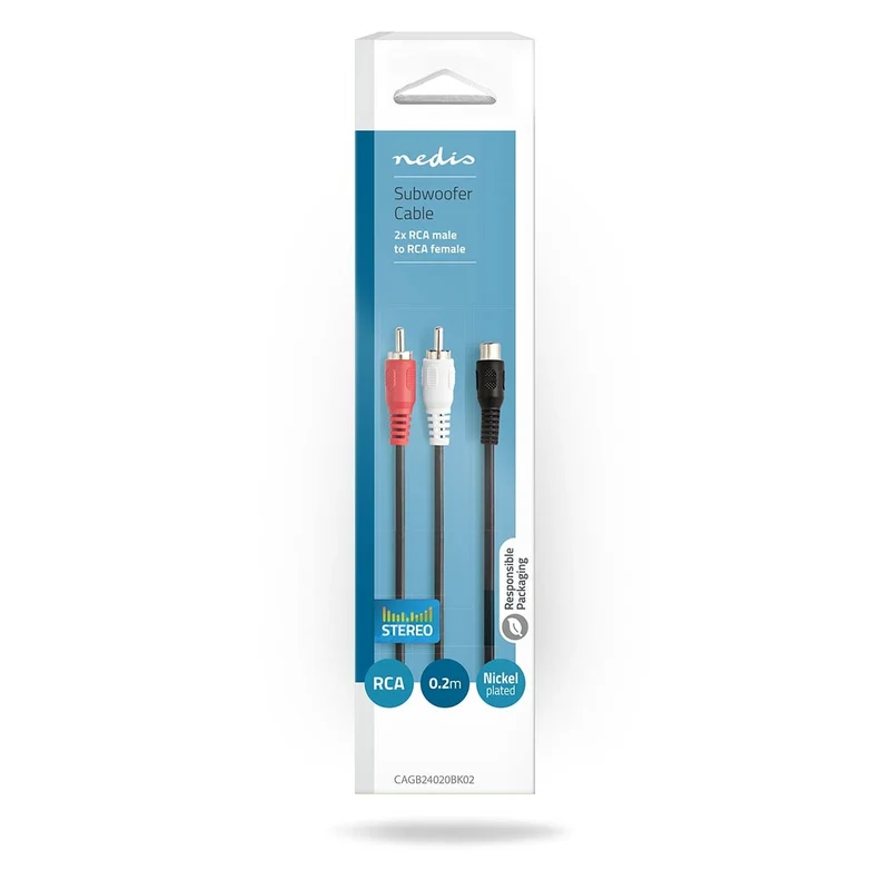 Stereo-Audiokabel 2x RCA Male - RCA Female - Vernikkeld