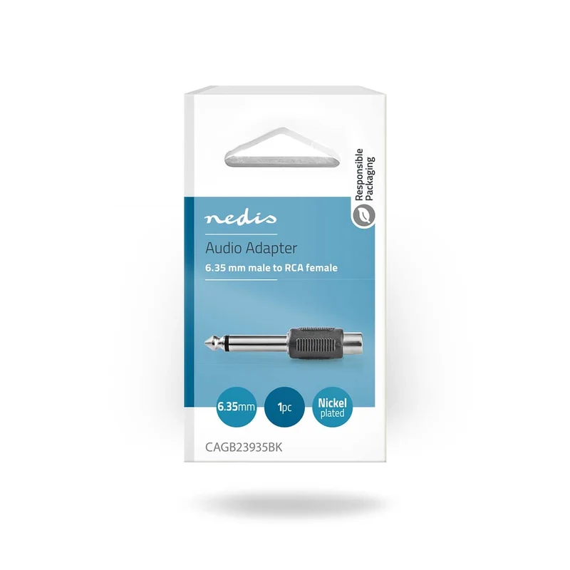 Mono-Audioadapter 6,35 mm Male - RCA Female - Vernikkeld
