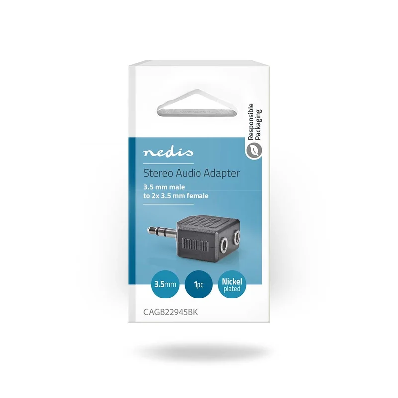 Stereo-Audioadapter 3,5 mm Male - 2x 3,5 mm Female - Vernikkeld
