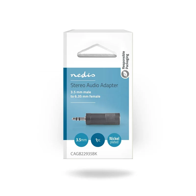 Stereo-Audioadapter 3,5 mm Male - 6,35 mm Female - Vernikkeld