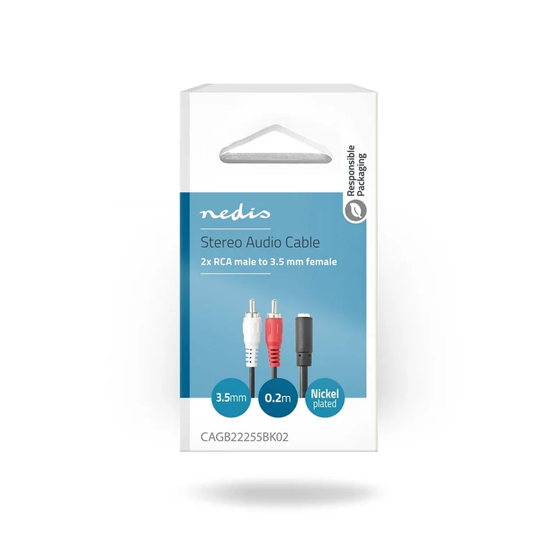 Stereo-Audiokabel 2x RCA Male - 3,5 mm Female - Vernikkeld