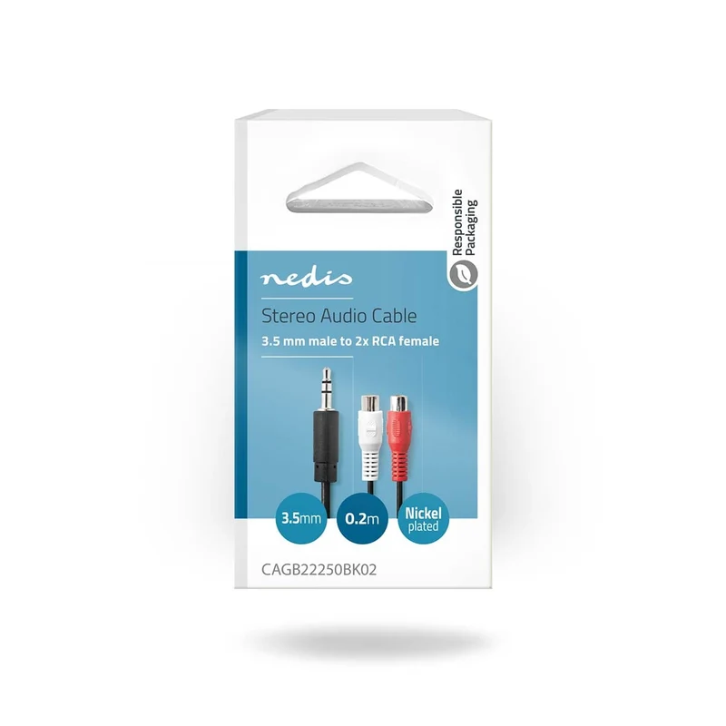 Stereo-Audiokabel 3,5 mm Male - 2x RCA Female - Vernikkeld