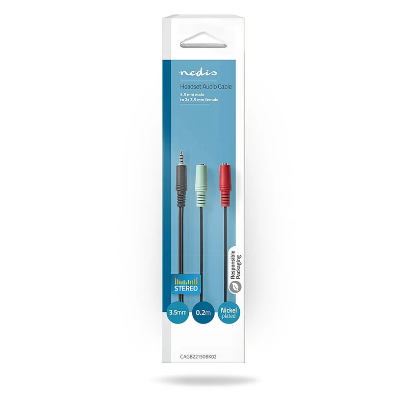 Stereo-Audiokabel 3,5 mm Male - 2x 3,5 mm Female - Vernikkeld