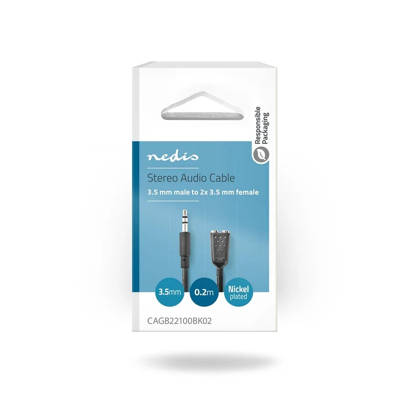 Stereo-Audiokabel 3,5 mm Male - 2x 3,5 mm Female - Vernikkeld