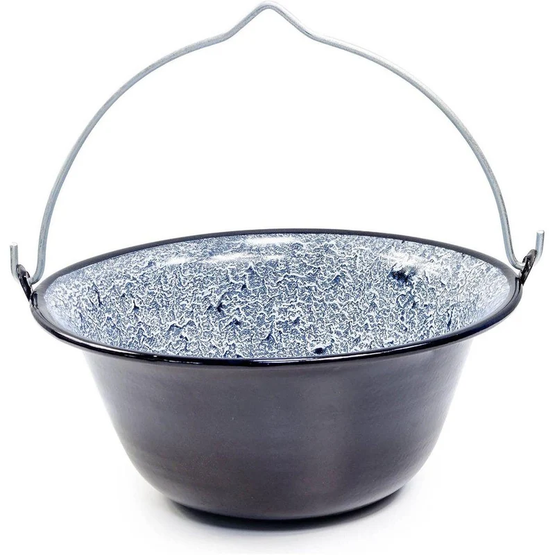 Tragar Emaille Kampvuurketel 8L – Stoofpot- & Goulashketel – Open Vuur – Met Handvat – Zwart