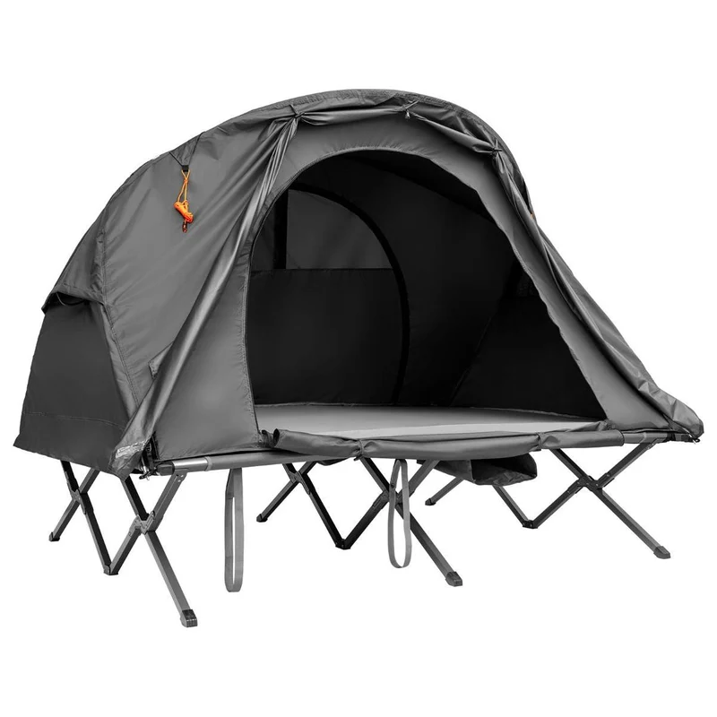 Trendmix 4-in-1 Kampeertent 2 Personen – Met Veldbed, Luchtmatras & Pomp – Grijs