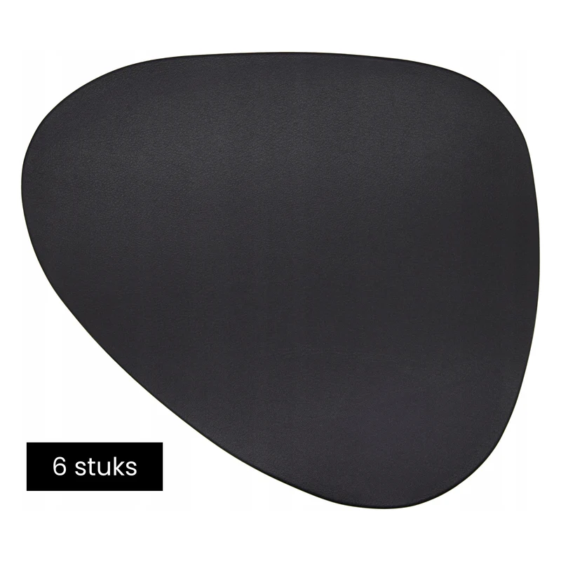 Placemats Set van 6 – Zwarte Tafelonderleggers 35 x 45 cm – Kunststof