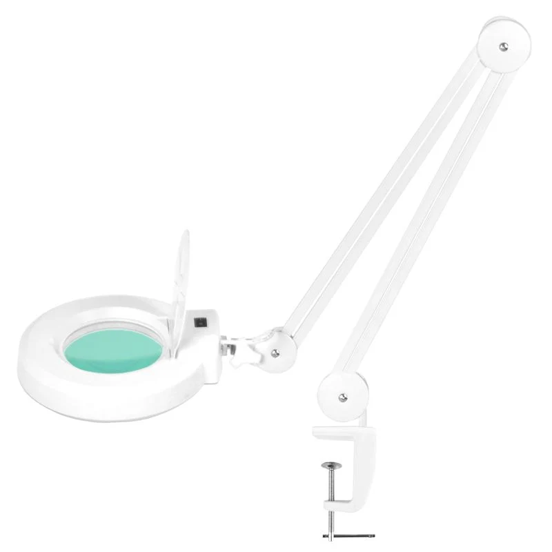Loeplamp LED 5D met Schroefklem – Voor Manicure, Wimpers & Precisiewerk – Verstelbare Arm – S5 Wit