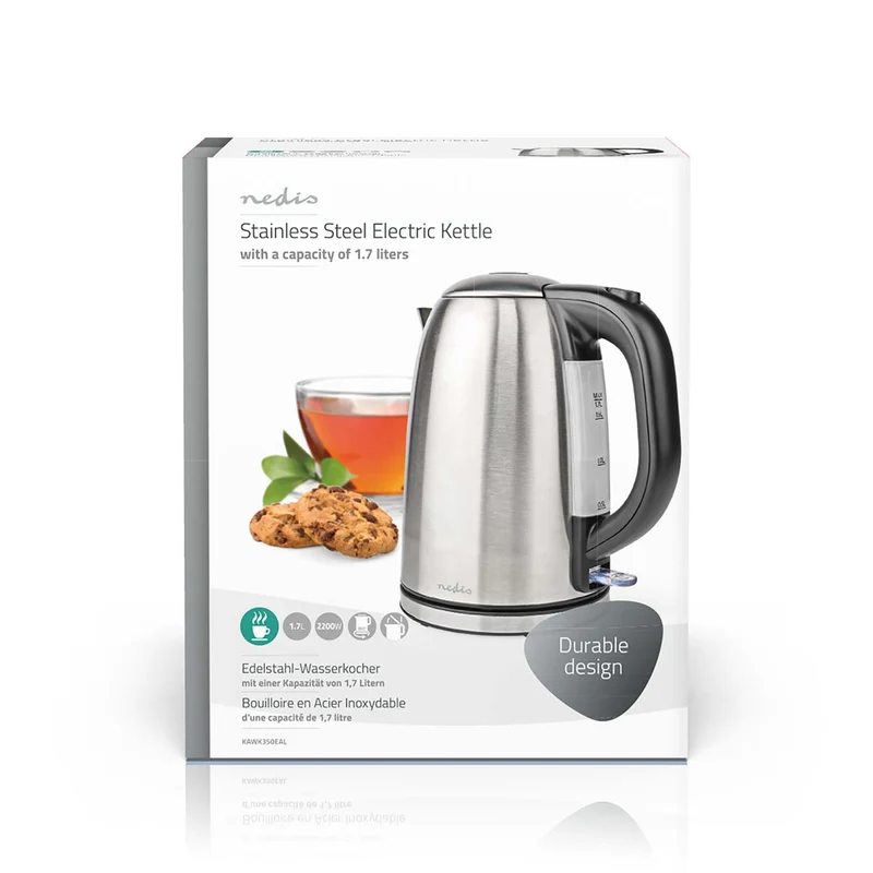 Waterkoker 1.7l - Roestvrij Staal - Zilver / Zwart