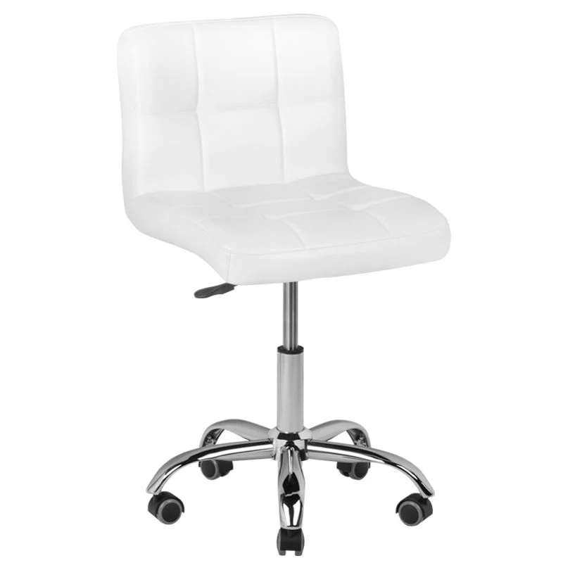 Salonstoel met Wielen Verstelbaar Wit – Cosmetische en Beauty Stoel – Draaibaar met Rugleuning A-5299