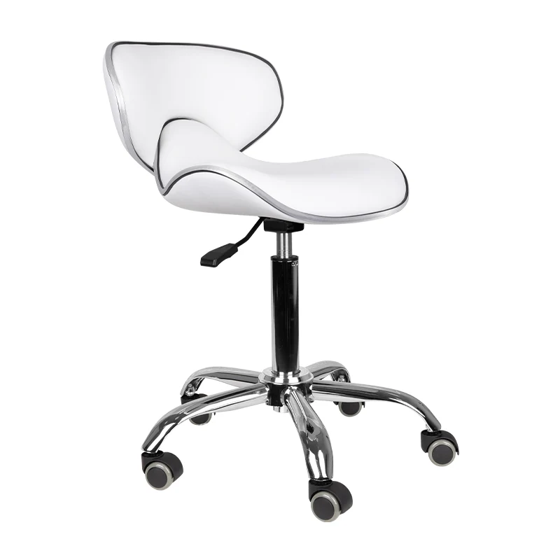 Salonkruk Gabbiano Q-4599 Wit – Met Rugleuning – Verstelbare Zithoogte – Op Wielen – Professionele Salonstoel