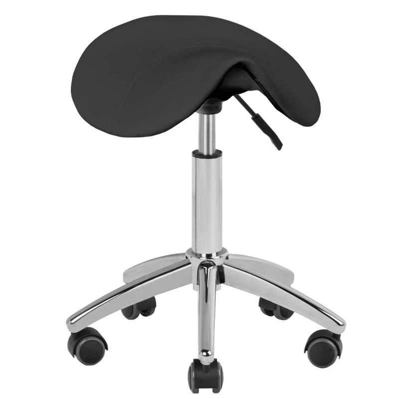 Cosmetische Ergonomische Zadelkruk AM-302 Zwart – Zonder Rugleuning – Verstelbaar – Op Wielen – Professionele Werkkruk