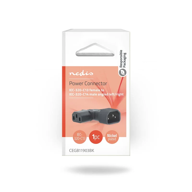 Verlengstekker IEC-320-C13 - IEC-320-C14 - Links Gehoekt